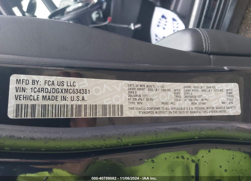2021 DODGE DURANGO GT PLUS AWD VIN: 1C4RDJDGXMC634381