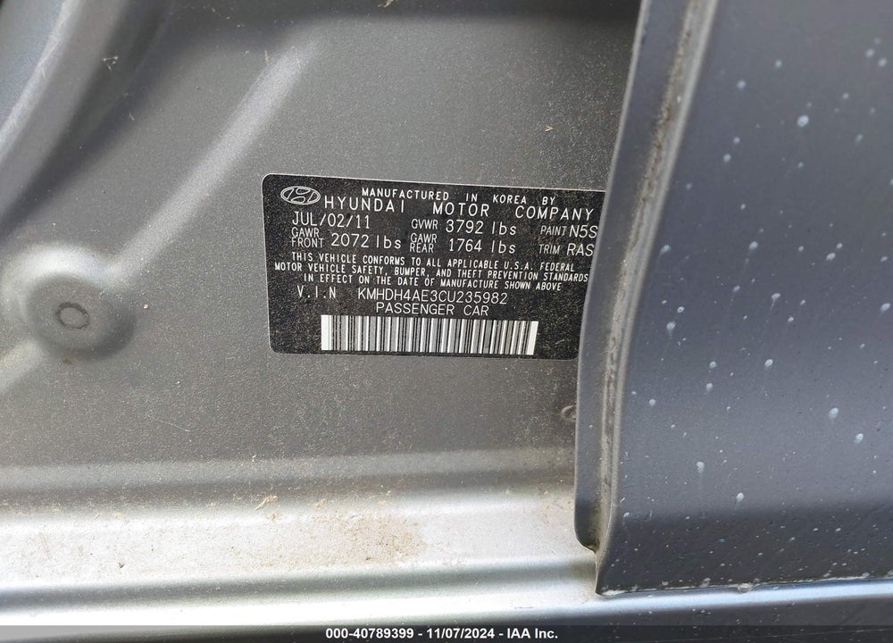 2012 HYUNDAI ELANTRA LIMITED (ULSAN PLANT) VIN: KMHDH4AE3CU235982