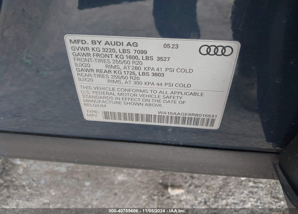 2024 AUDI Q8 E-TRON PREMIUM PLUS QUATTRO VIN: WA15AAGE8RB015531