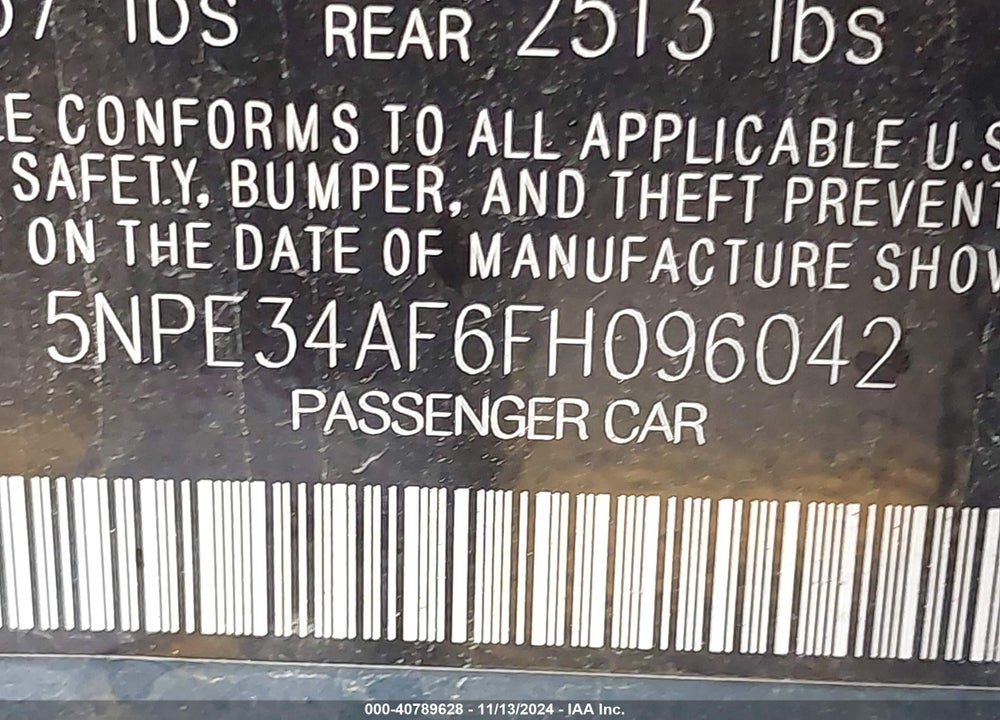 2015 HYUNDAI SONATA SPORT VIN: 5NPE34AF6FH096042