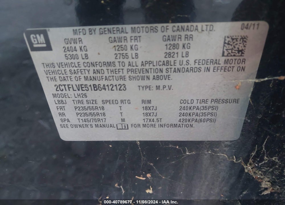 2011 GMC TERRAIN SLT-1 VIN: 2CTFLVE51B6412123