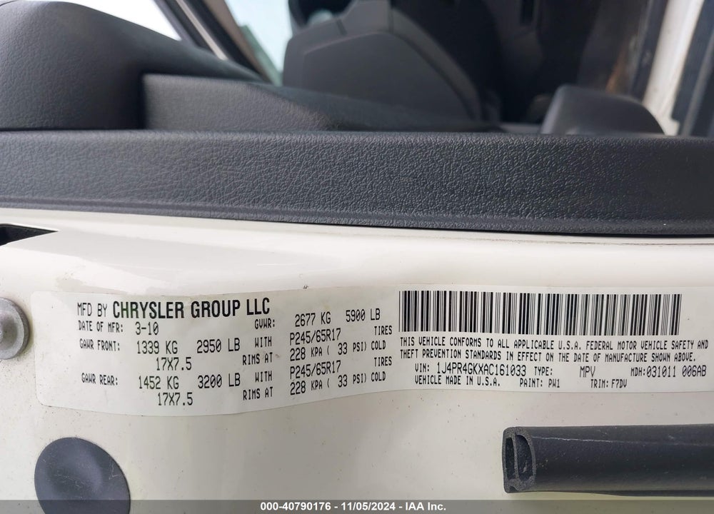 2010 JEEP GRAND CHEROKEE LAREDO VIN: 1J4PR4GKXAC161033
