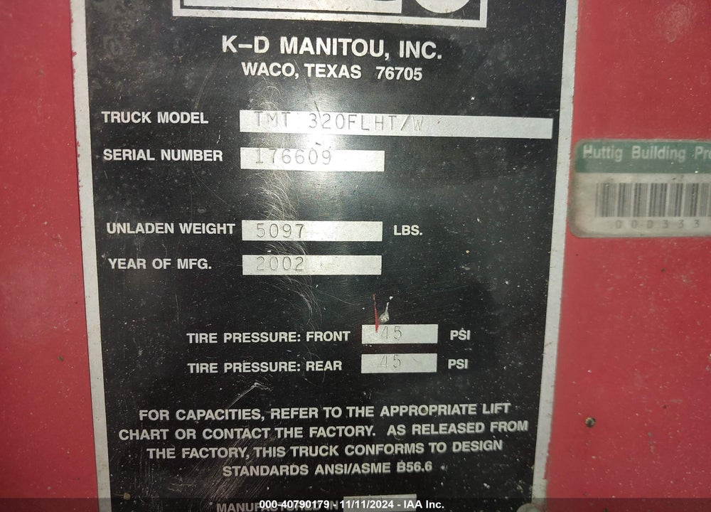 2002 MANITOU FORKLIFT VIN: 176609
