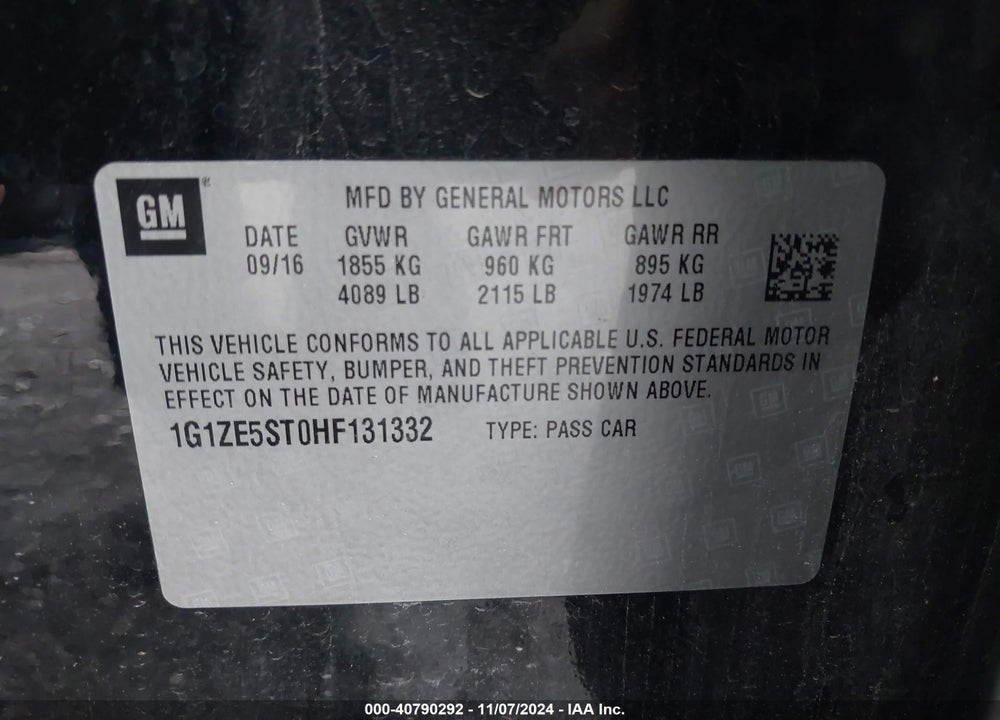 2017 CHEVROLET MALIBU 1LT VIN: 1G1ZE5ST0HF131332