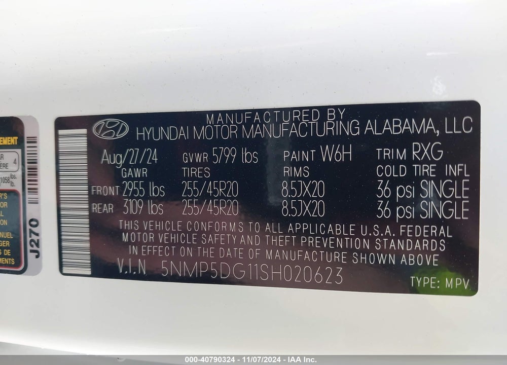 2025 HYUNDAI SANTA FE HYBRID CALLIGRAPHY VIN: 5NMP5DG11SH020623