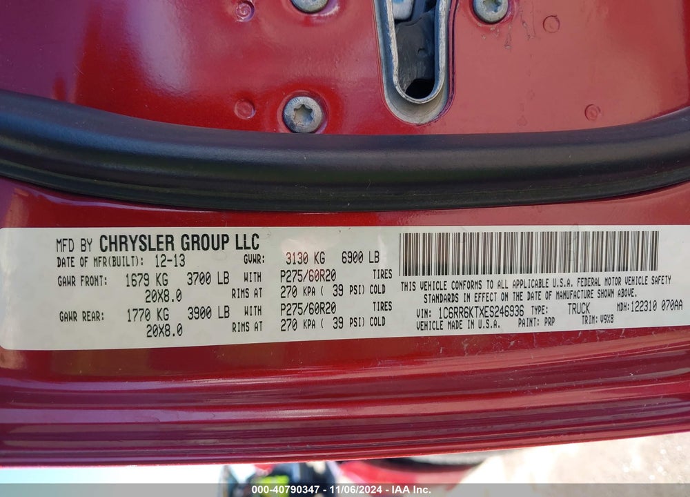 2014 RAM 1500 EXPRESS VIN: 1C6RR6KTXES246936