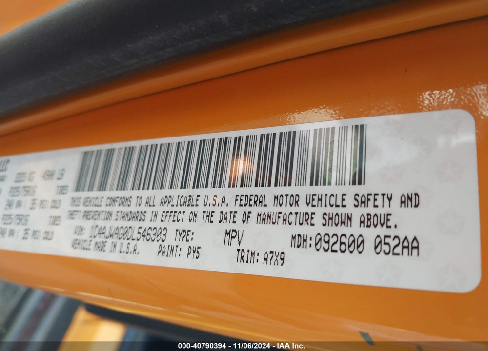 2013 JEEP WRANGLER / VIN: 1C4AJWAG0DL546303