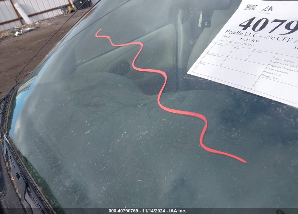 2001 SATURN SL1 VIN: 1G8ZG52811Z314248