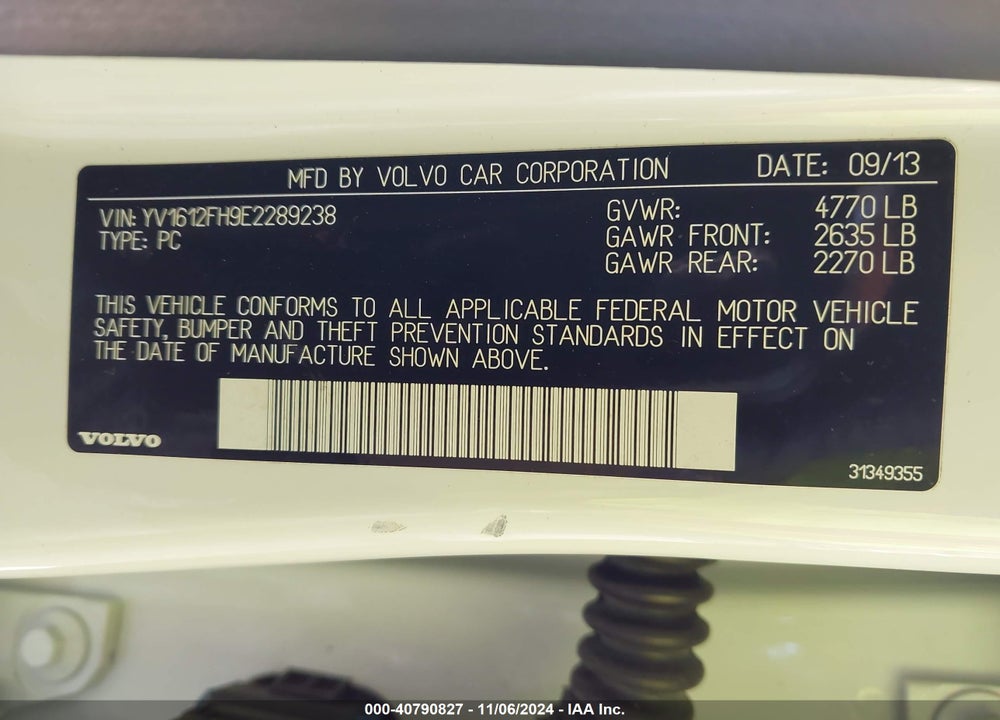 2014 VOLVO S60 T5 VIN: YV1612FH9E2289238