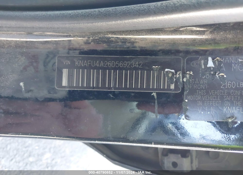 2013 KIA FORTE EX VIN: KNAFU4A26D5692342