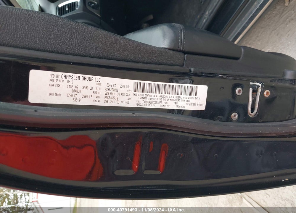 2012 DODGE DURANGO SXT VIN: 1C4RDJAG8CC121973
