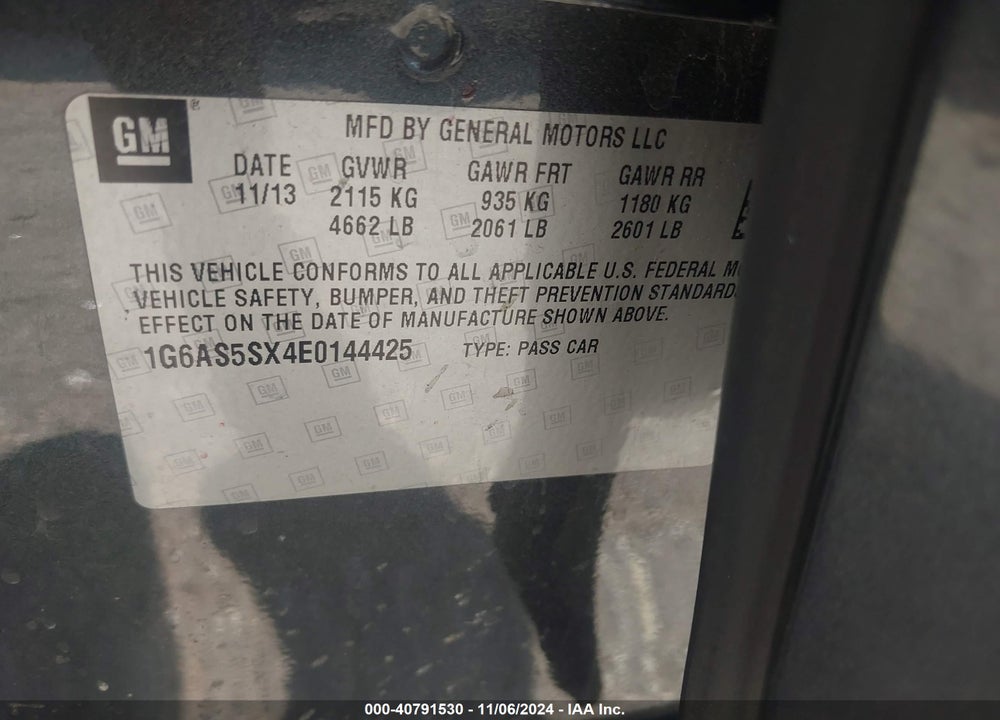 2014 CADILLAC CTS PERFORMANCE VIN: 1G6AS5SX4E0144425