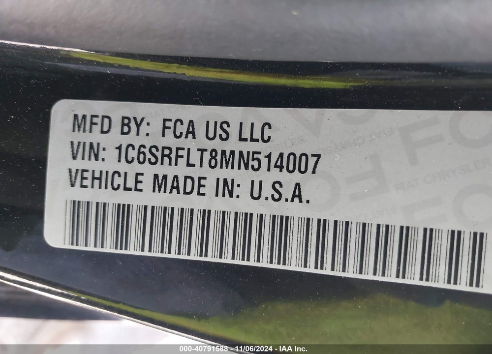 2021 RAM 1500 VIN: 1C6SRFLT8MN514007
