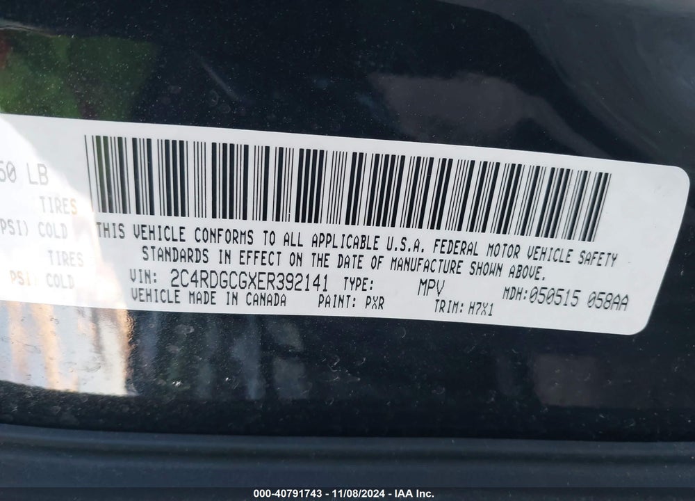 2014 DODGE GRAND CARAVAN SXT VIN: 2C4RDGCGXER392141