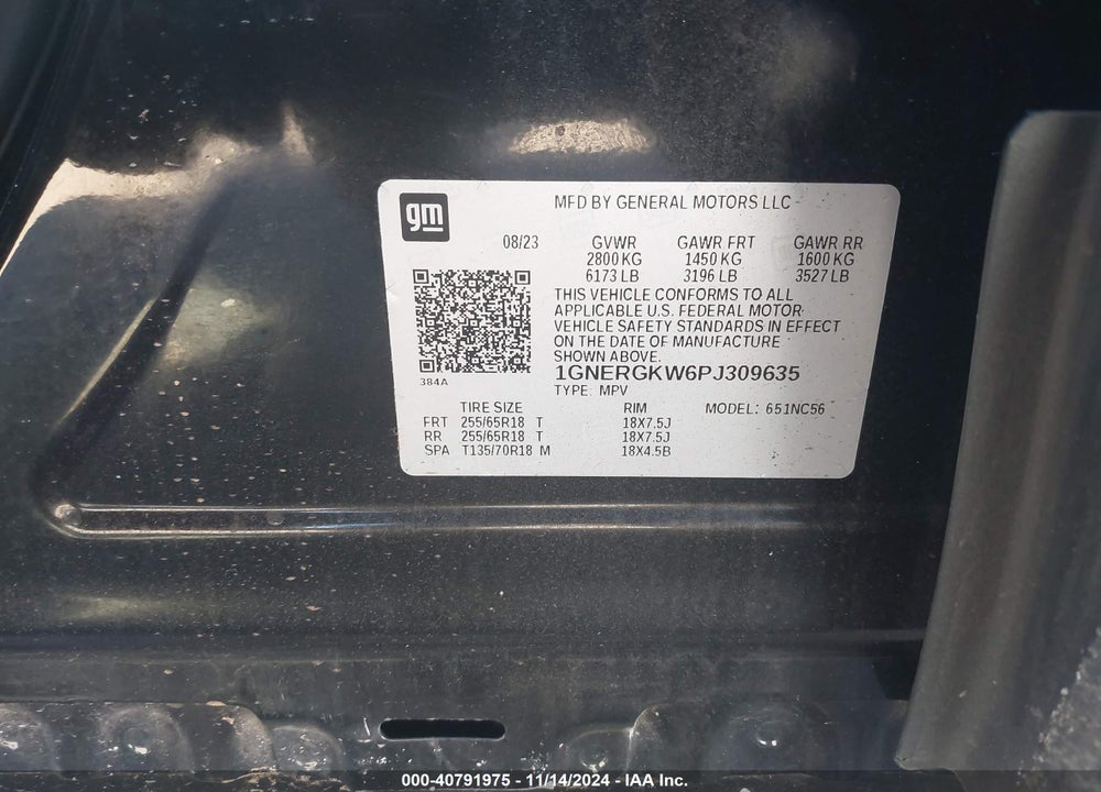 2023 CHEVROLET TRAVERSE FWD LT CLOTH VIN: 1GNERGKW6PJ309635