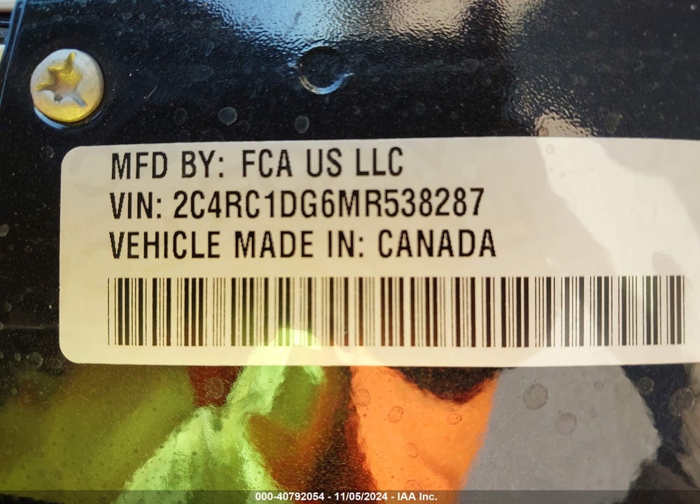 2021 CHRYSLER VOYAGER LXI VIN: 2C4RC1DG6MR538287