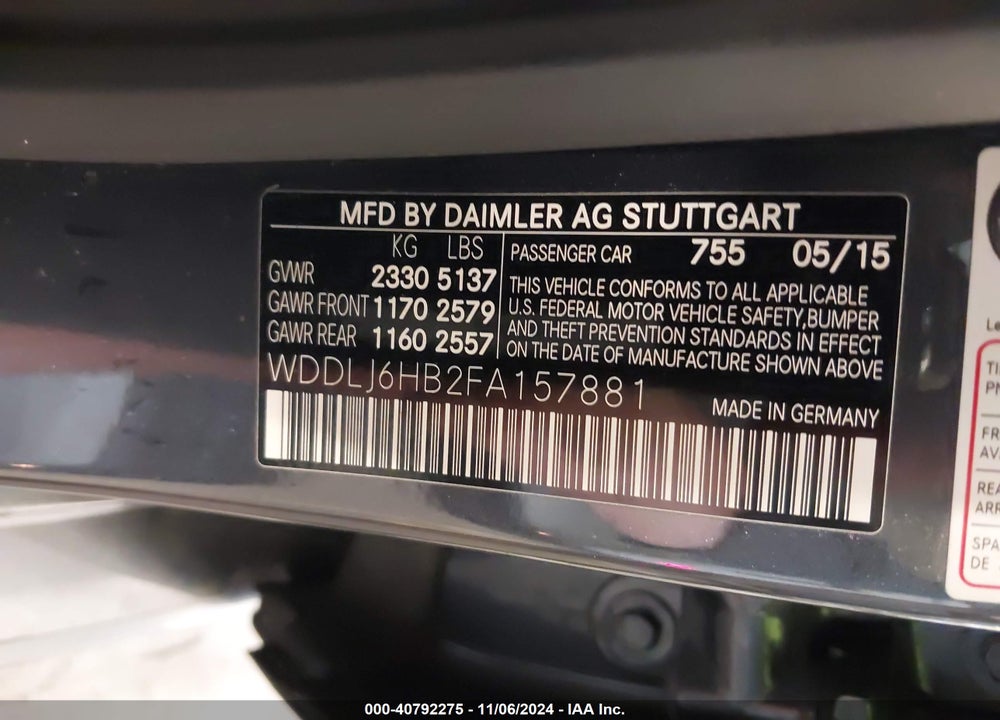 2015 MERCEDES-BENZ CLS 400 4MATIC VIN: WDDLJ6HB2FA157881