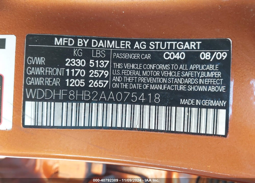2010 MERCEDES-BENZ E 350 4MATIC VIN: WDDHF8HB2AA075418
