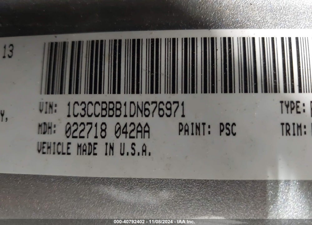 2013 CHRYSLER 200 TOURING VIN: 1C3CCBBB1DN676971