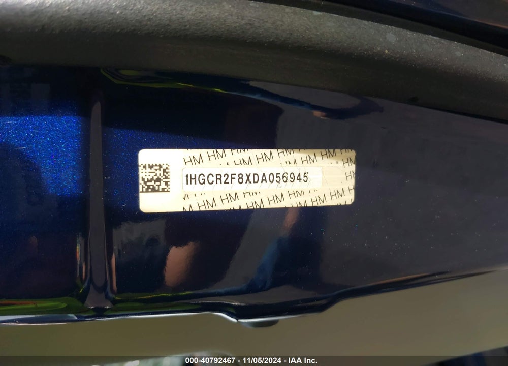2013 HONDA ACCORD EX-L VIN: 1HGCR2F8XDA056945