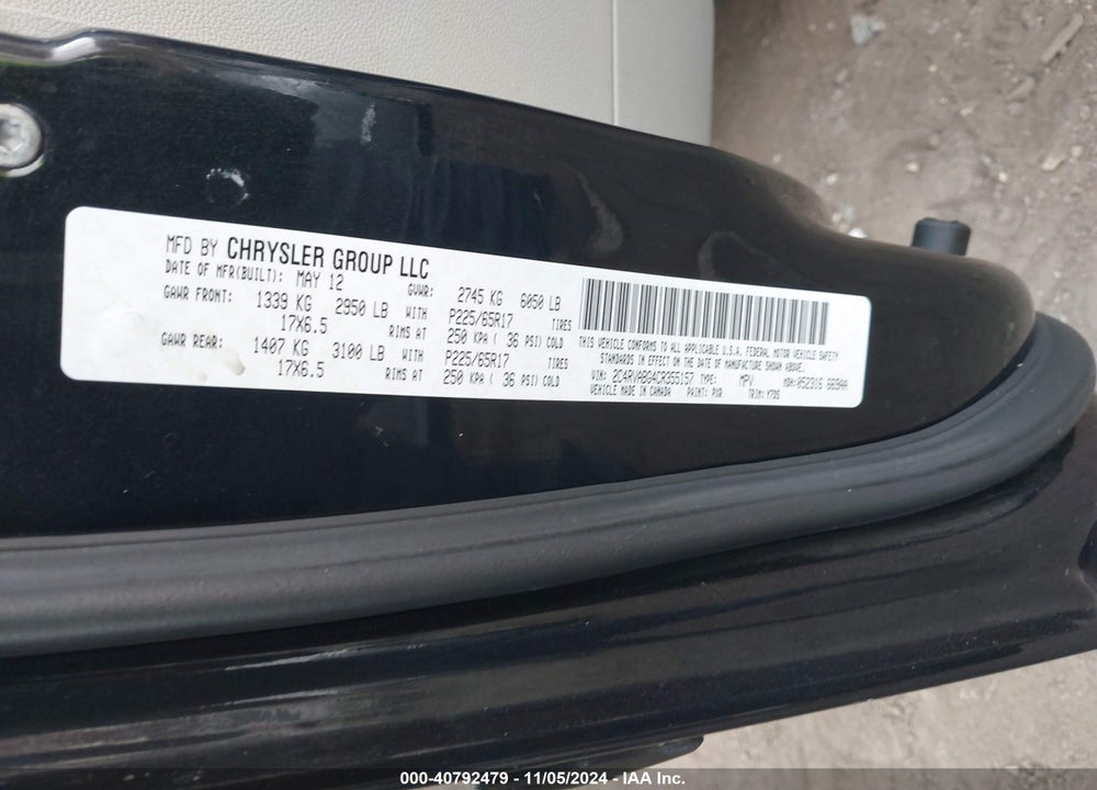 2012 VOLKSWAGEN ROUTAN SE VIN: 2C4RVABG4CR355157