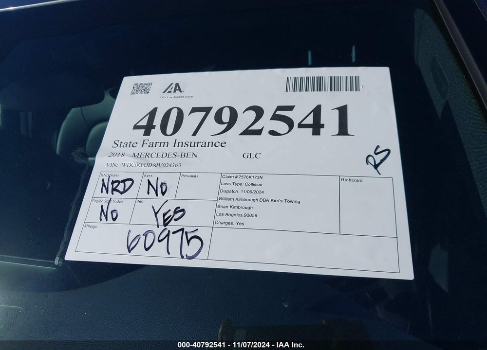 2018 MERCEDES-BENZ GLC 300 VIN: WDC0G4JB9JV024363