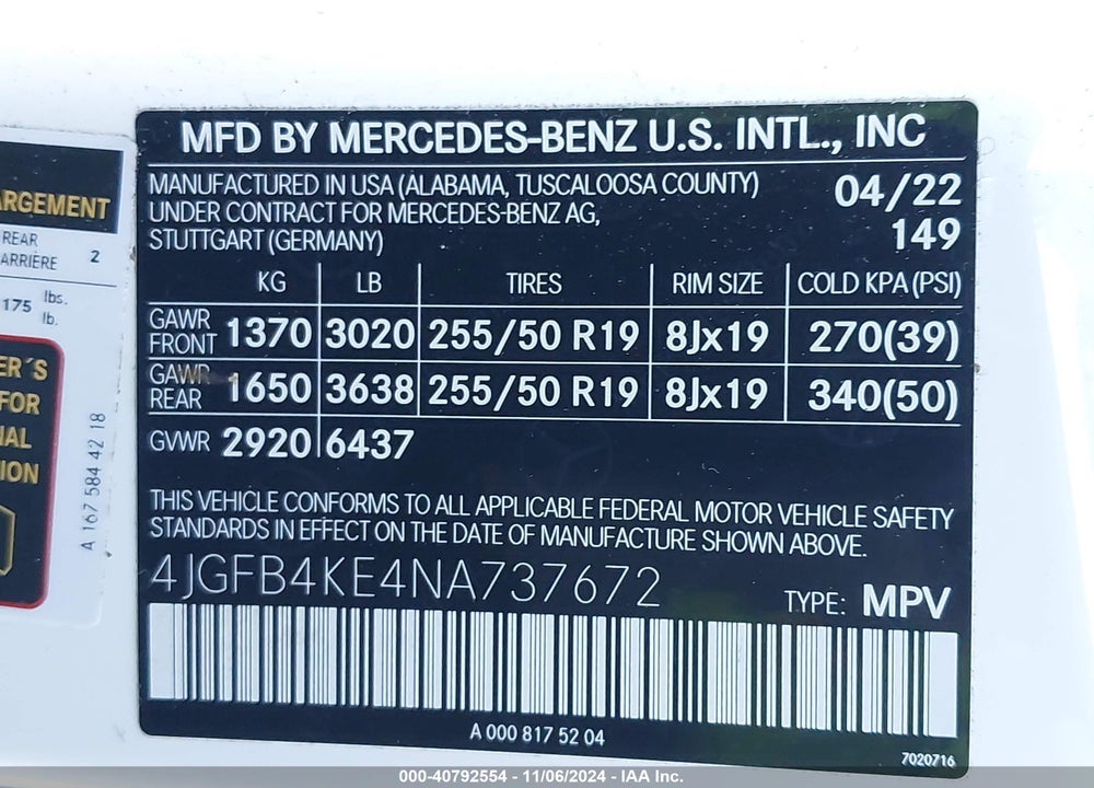 2022 MERCEDES-BENZ GLE 350 4MATIC VIN: 4JGFB4KE4NA737672