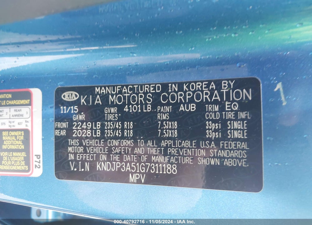 2016 KIA SOUL VIN: KNDJP3A51G7311188