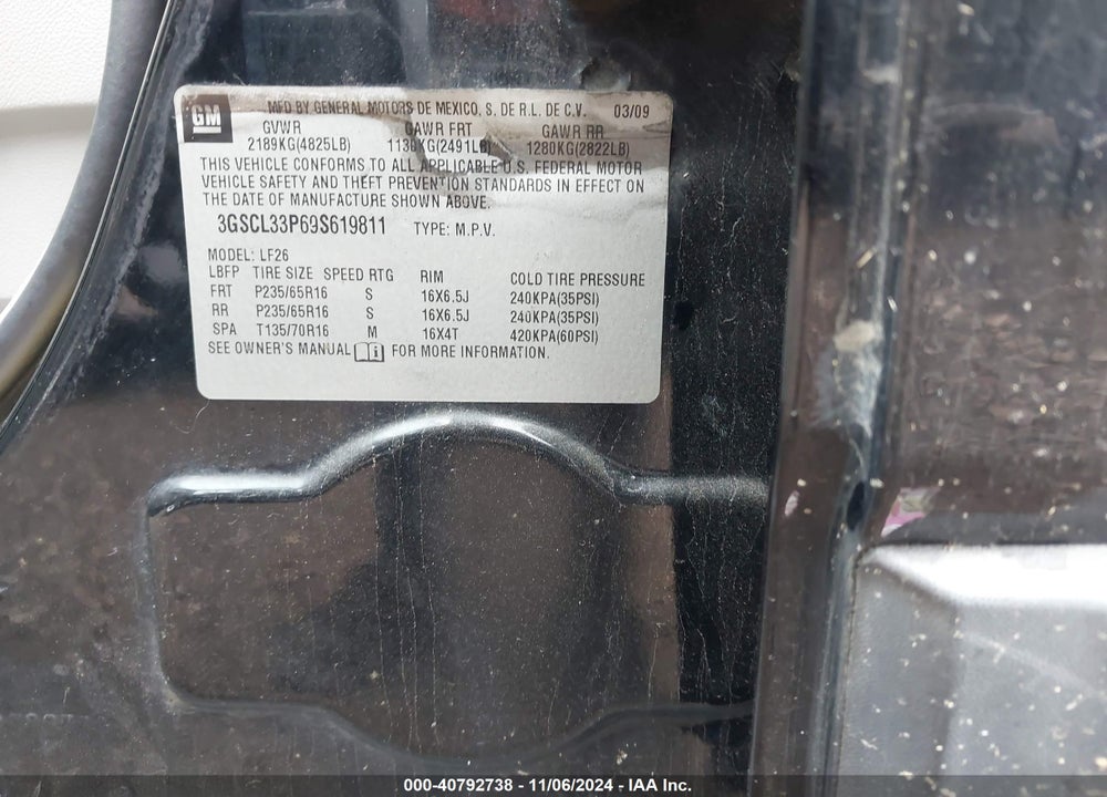 2009 SATURN VUE 4-CYL XE VIN: 3GSCL33P69S619811