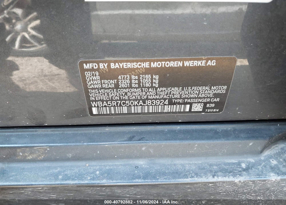 2019 BMW 330I VIN: WBA5R7C50KAJ83924