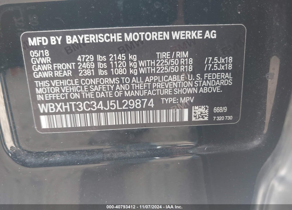 2018 BMW X1 XDRIVE28I VIN: WBXHT3C34J5L29874