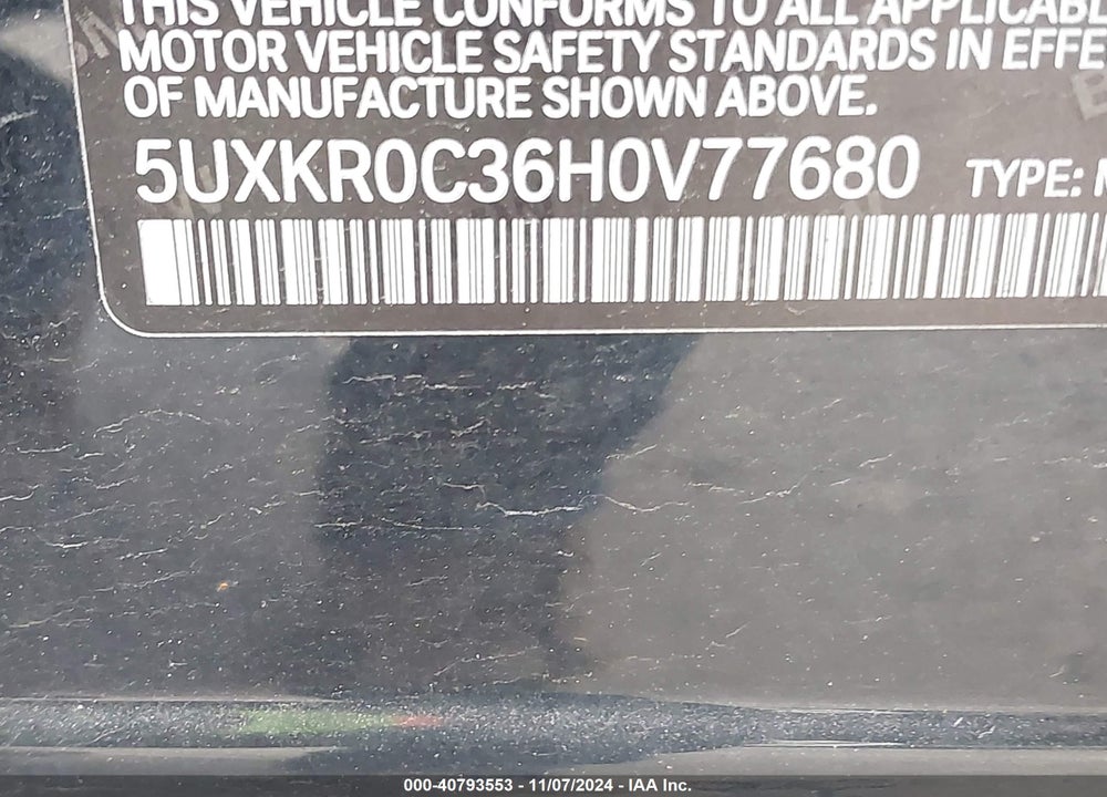 2017 BMW X5 XDRIVE35I VIN: 5UXKR0C36H0V77680