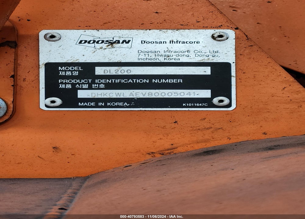 2007 DOOSAN DL200 VIN: DHKCWLAEV80005041
