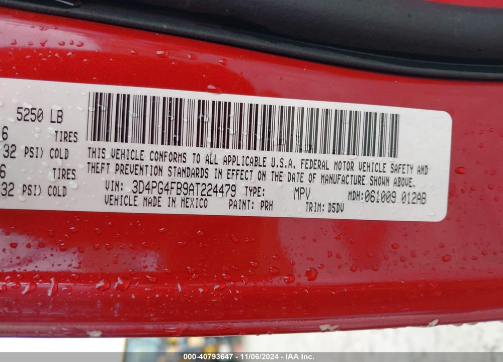 2010 DODGE JOURNEY SE VIN: 3D4PG4FB9AT224479