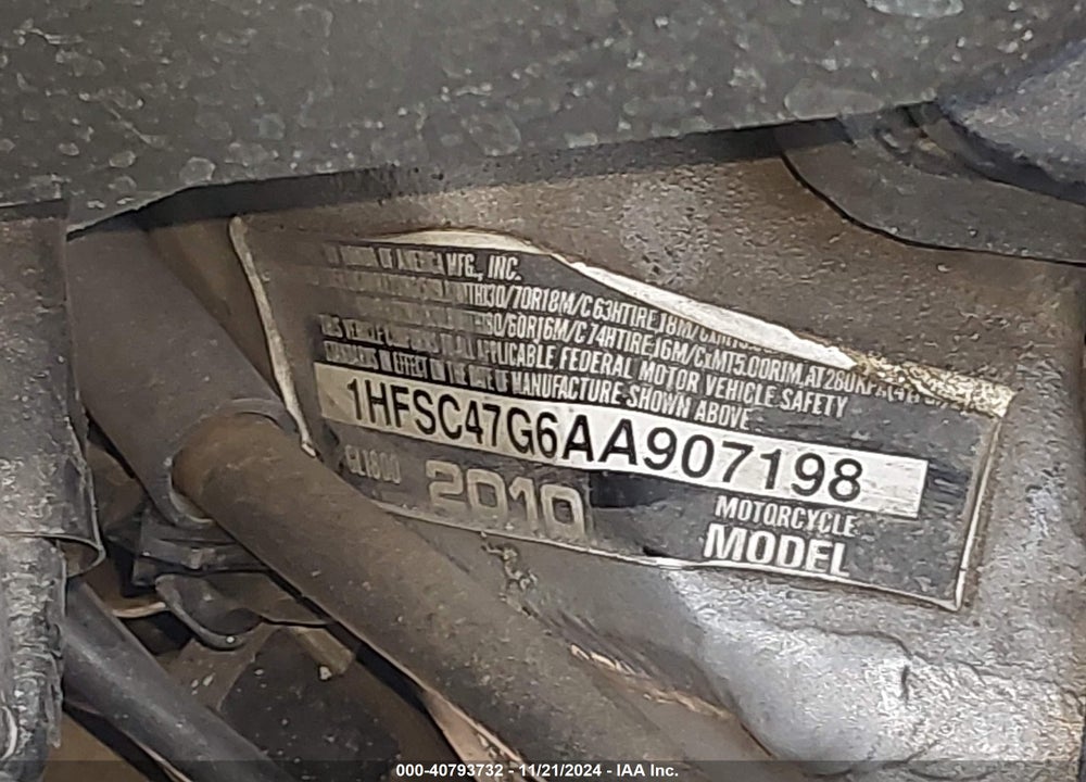 2010 HONDA GL1800 VIN: 1HFSC47G6AA907198
