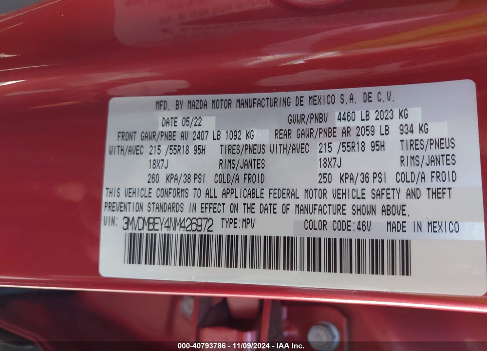 2022 MAZDA CX-30 2.5 TURBO PREMIUM PLUS VIN: 3MVDMBEY4NM426972