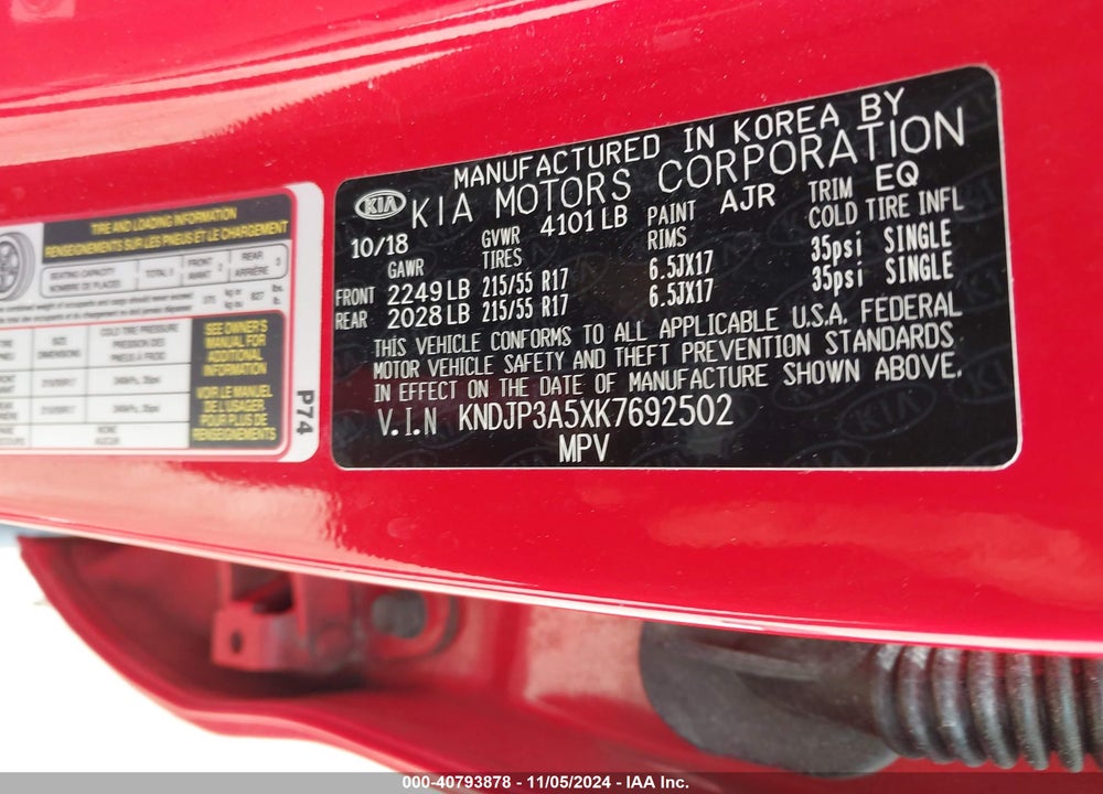 2019 KIA SOUL VIN: KNDJP3A5XK7692502