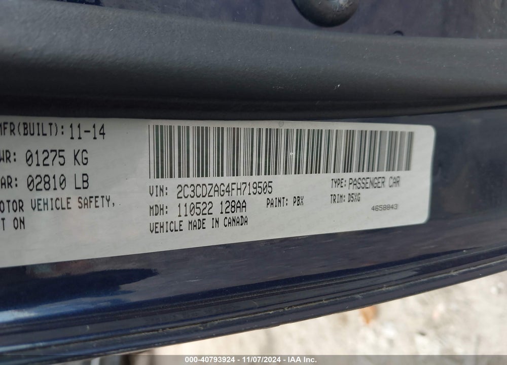 2015 DODGE CHALLENGER SXT VIN: 2C3CDZAG4FH719505