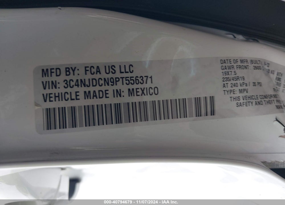 2023 JEEP COMPASS HIGH ALTITUDE 4X4 VIN: 3C4NJDCN9PT556371