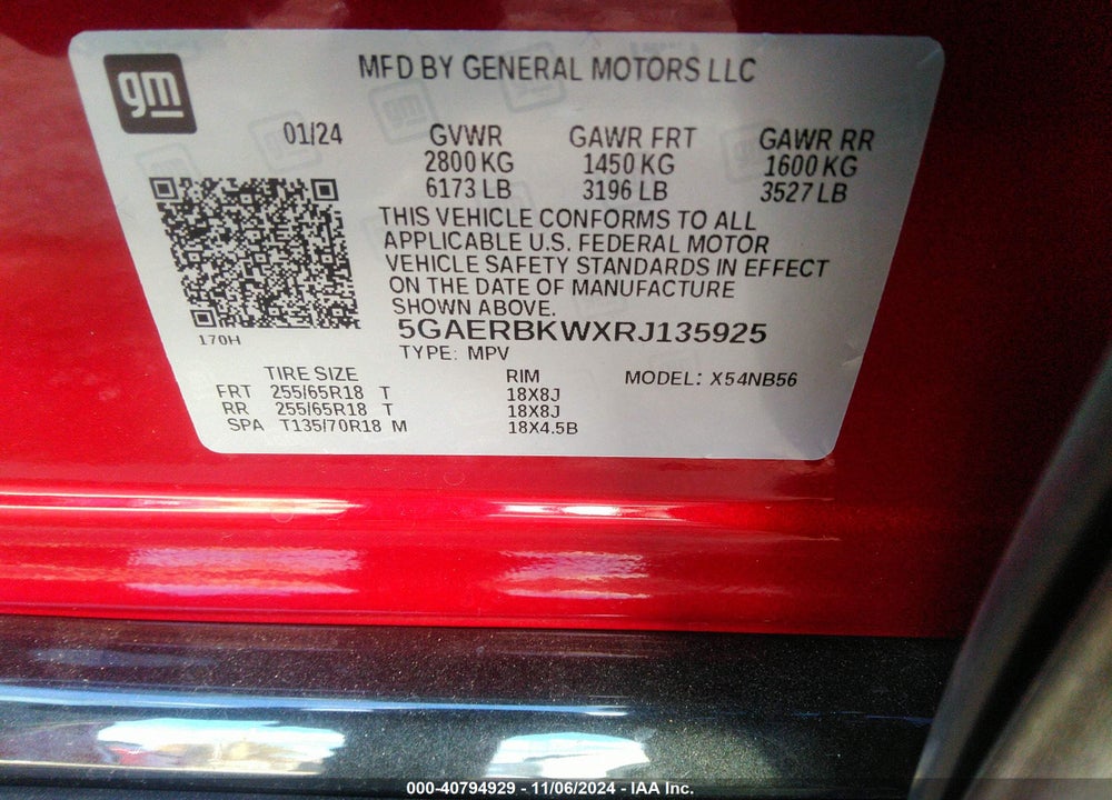 2024 BUICK ENCLAVE ESSENCE FWD VIN: 5GAERBKWXRJ135925