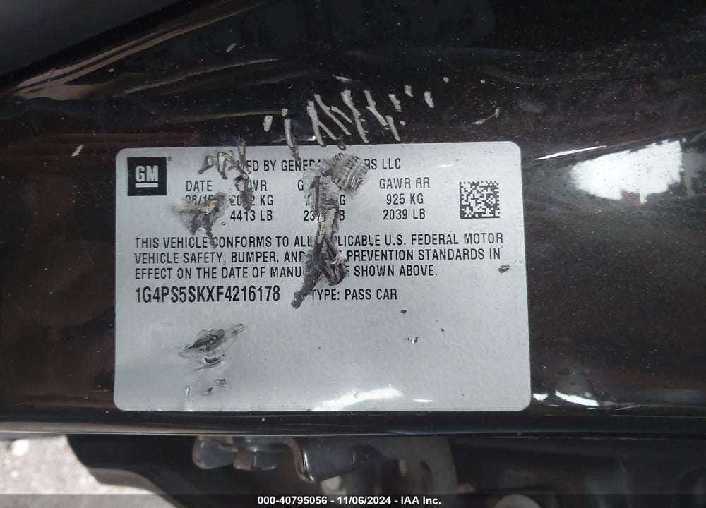 2015 BUICK VERANO LEATHER GROUP VIN: 1G4PS5SKXF4216178