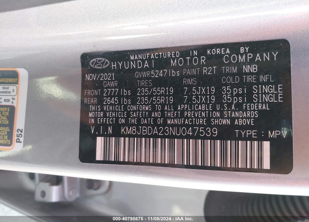 2022 HYUNDAI TUCSON PLUG-IN HYBRID SEL VIN: KM8JBDA23NU047539