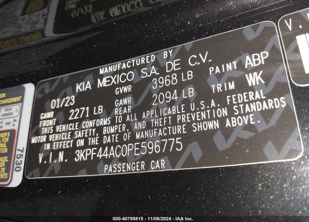 2023 KIA FORTE GT VIN: 3KPF44AC0PE596775