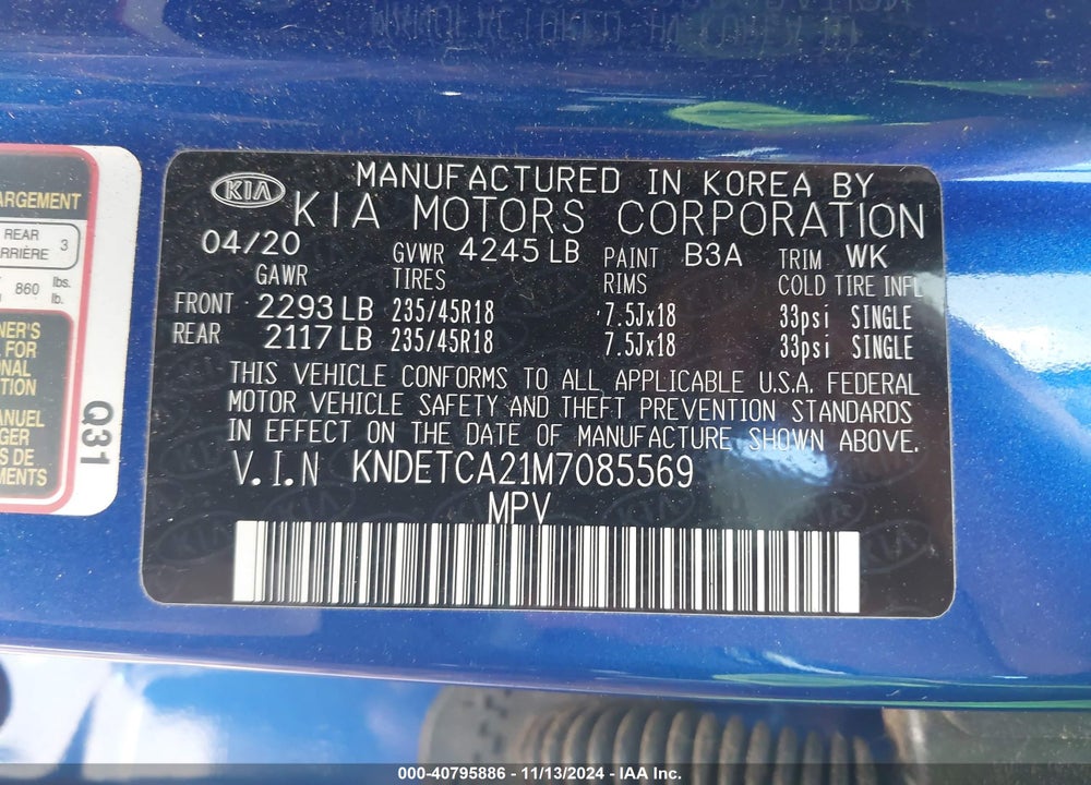2021 KIA SELTOS SX TURBO VIN: KNDETCA21M7085569