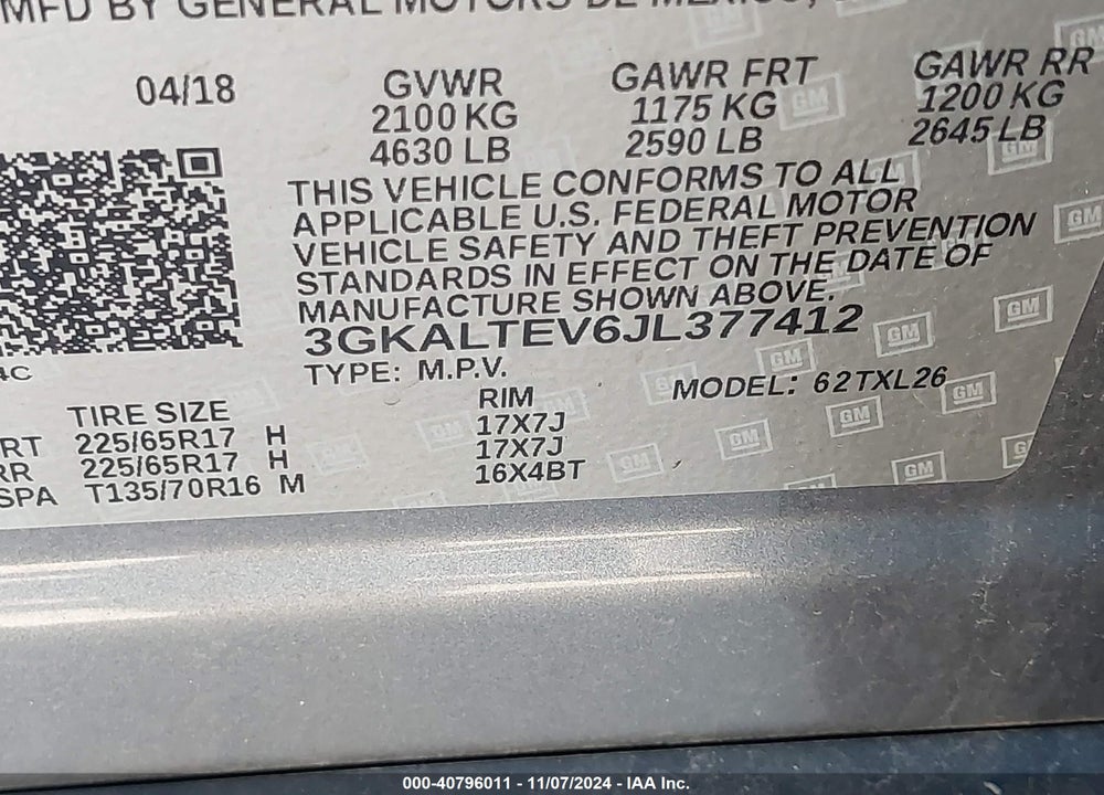 2018 GMC TERRAIN SLE VIN: 3GKALTEV6JL377412