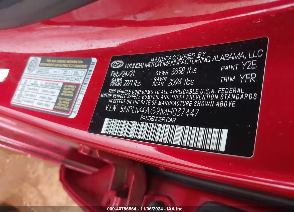 2021 HYUNDAI ELANTRA SEL VIN: 5NPLM4AG9MH037447