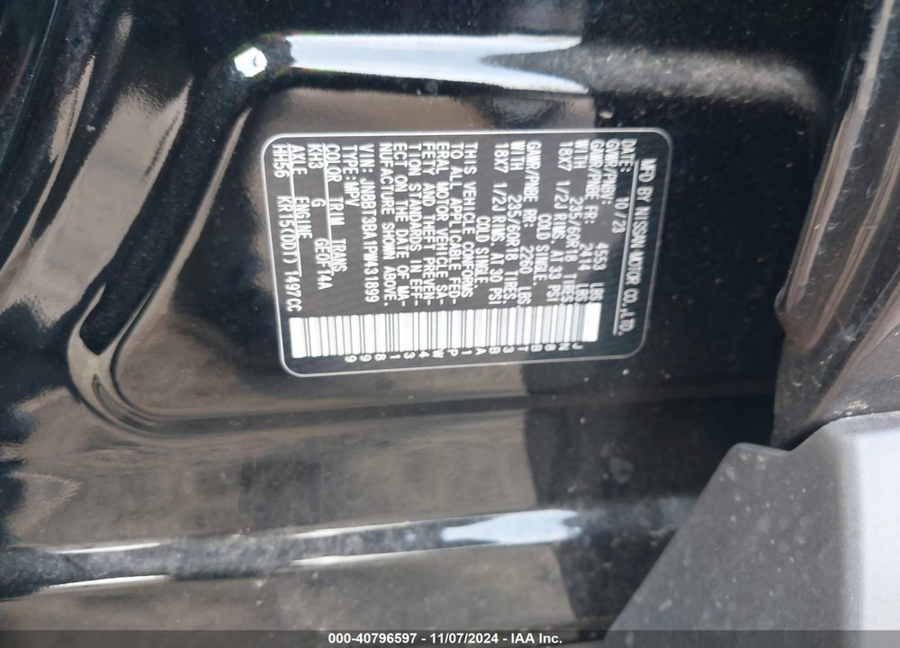 2023 NISSAN ROGUE SV FWD VIN: JN8BT3BA1PW431899