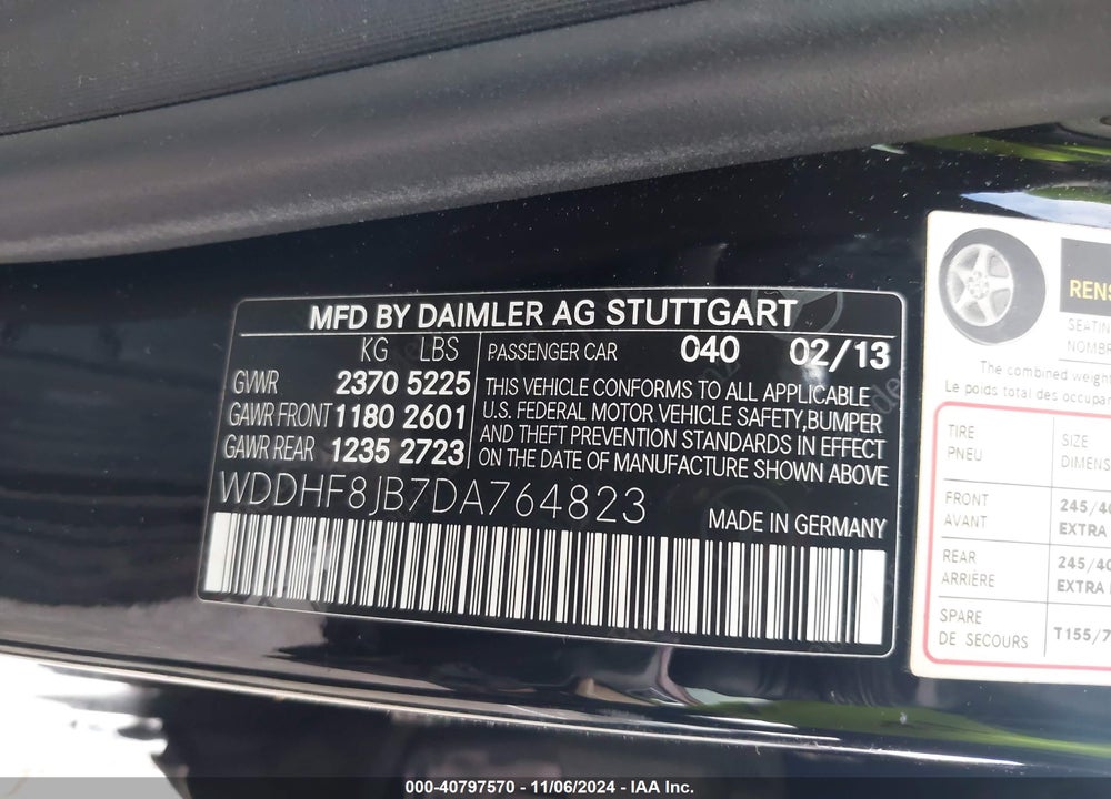 2013 MERCEDES-BENZ E 350 4MATIC VIN: WDDHF8JB7DA764823