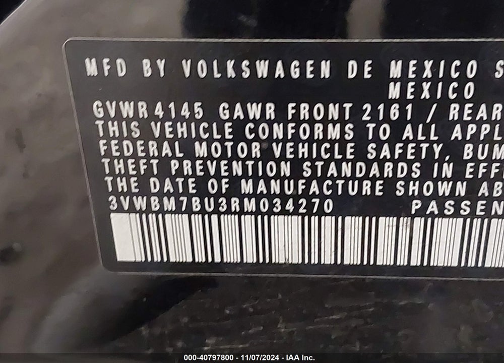 2024 VOLKSWAGEN JETTA 1.5T SPORT VIN: 3VWBM7BU3RM034270