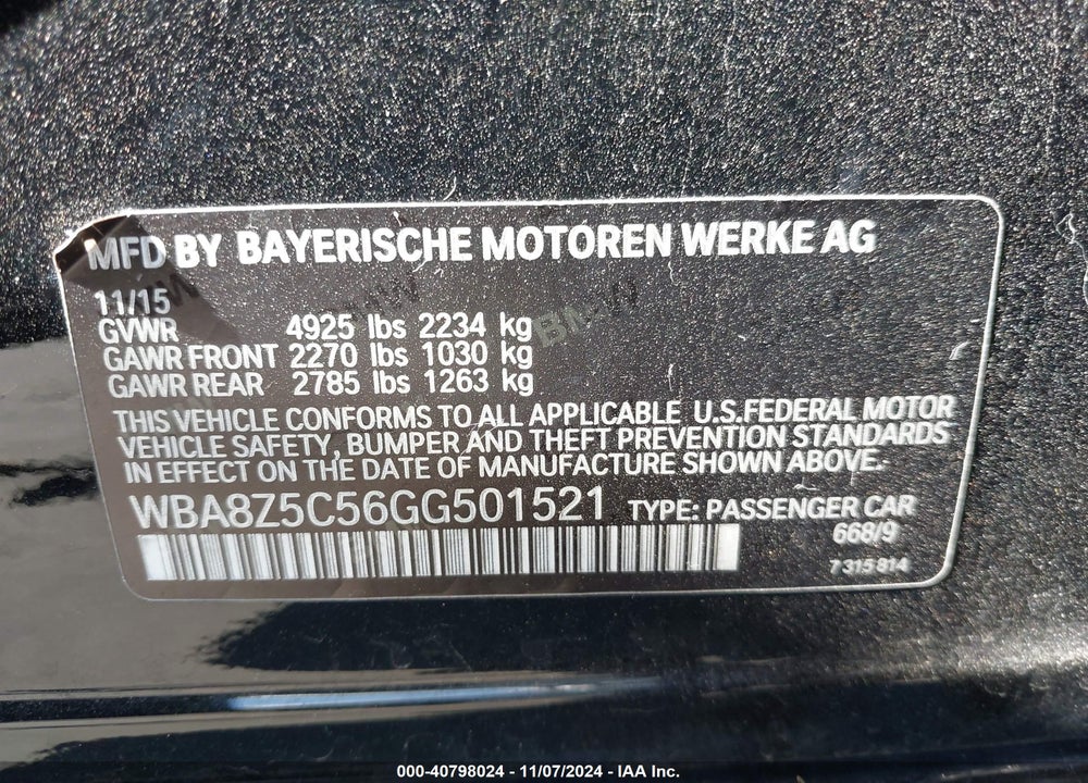 2016 BMW 328I GRAN TURISMO XDRIVE VIN: WBA8Z5C56GG501521